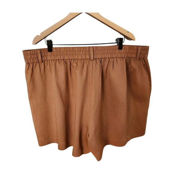 Torrid Plus-size Stretchy Linen Blend High Rise Brown Shorts with Pockets Size24 - Picture 2 of 15